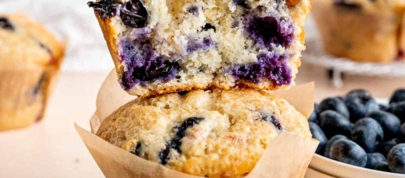 Sourdough Blueberry Muffins with Crumb Topping