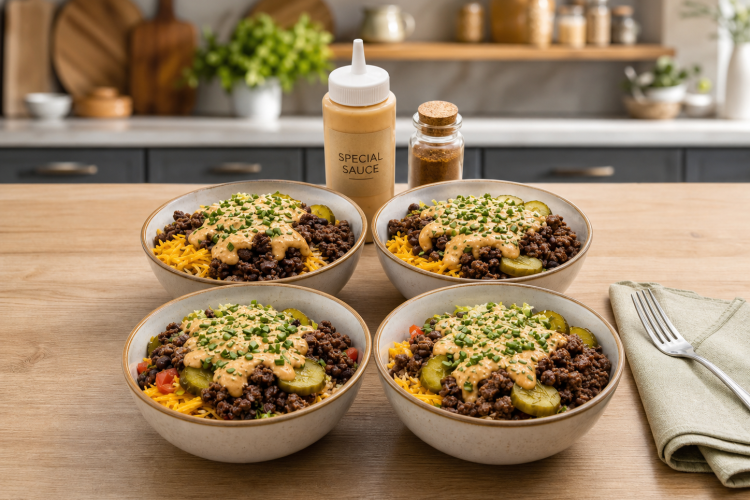 Keto Big Mac Protein Bowl