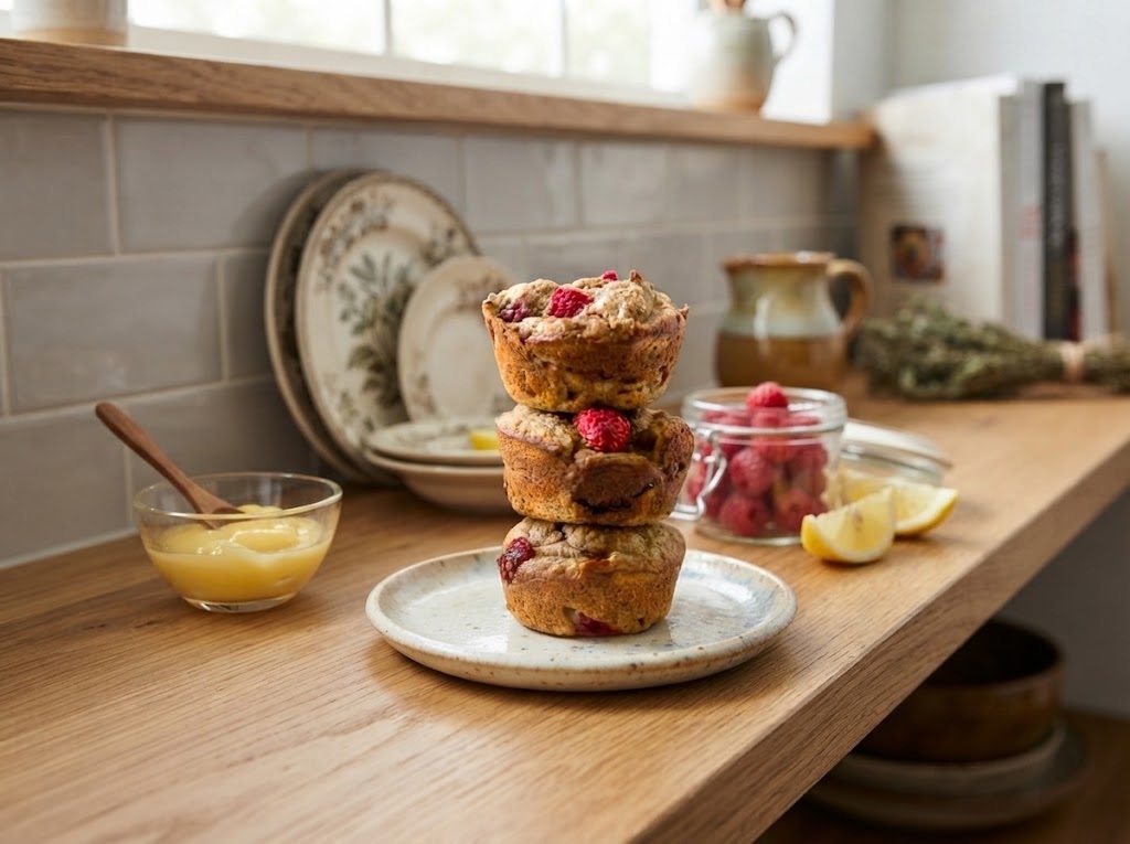 Lemon Raspberry High Protein Muffins