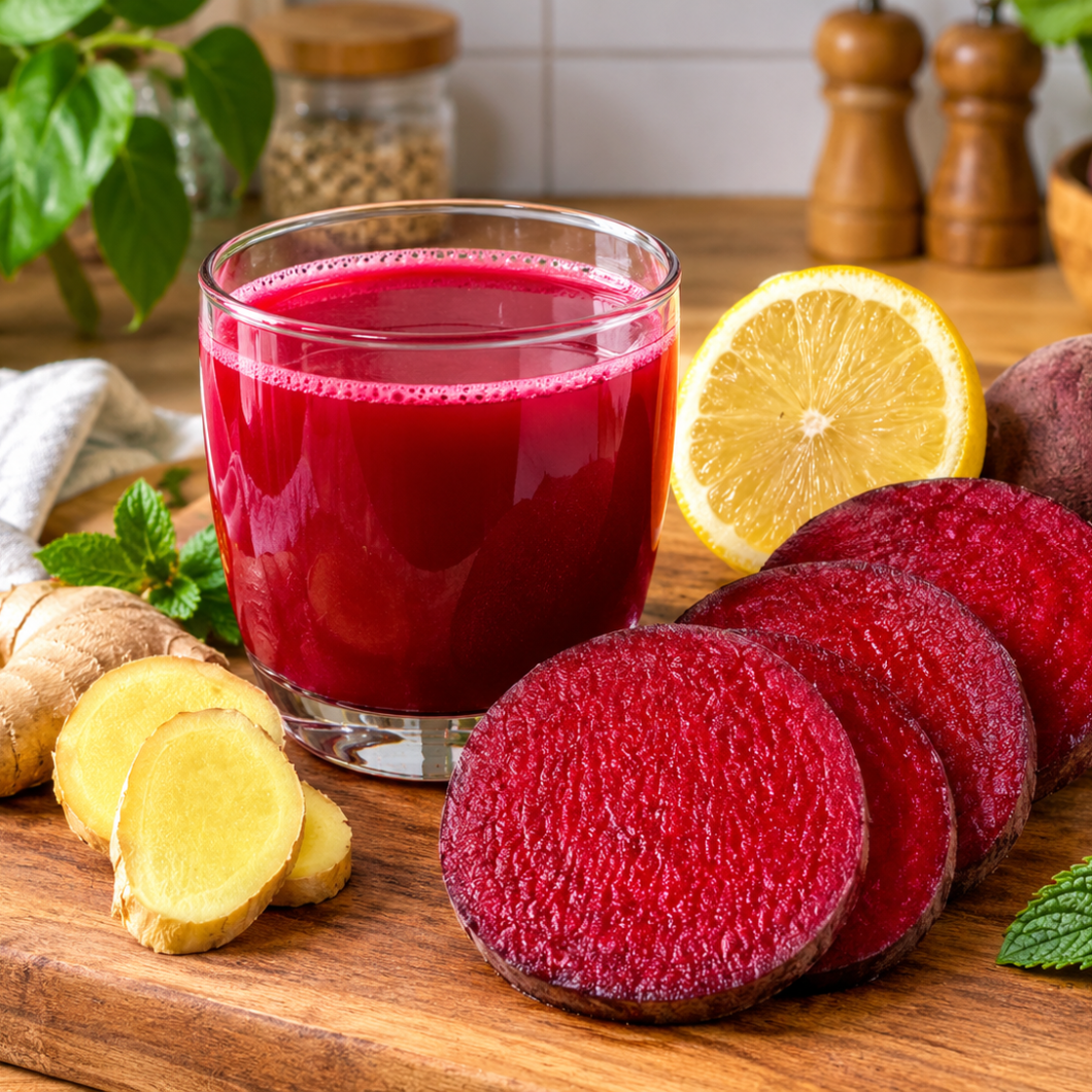 Healthy Beetroot, Ginger and Lemon Drink